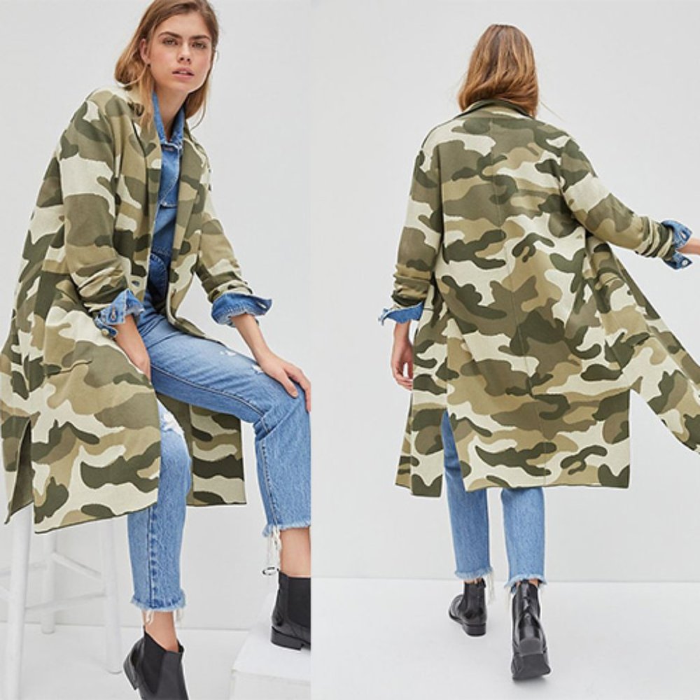 Anthropologie Maeve Kieran Camo Sweater Coat NWT S - Picture 1 of 7